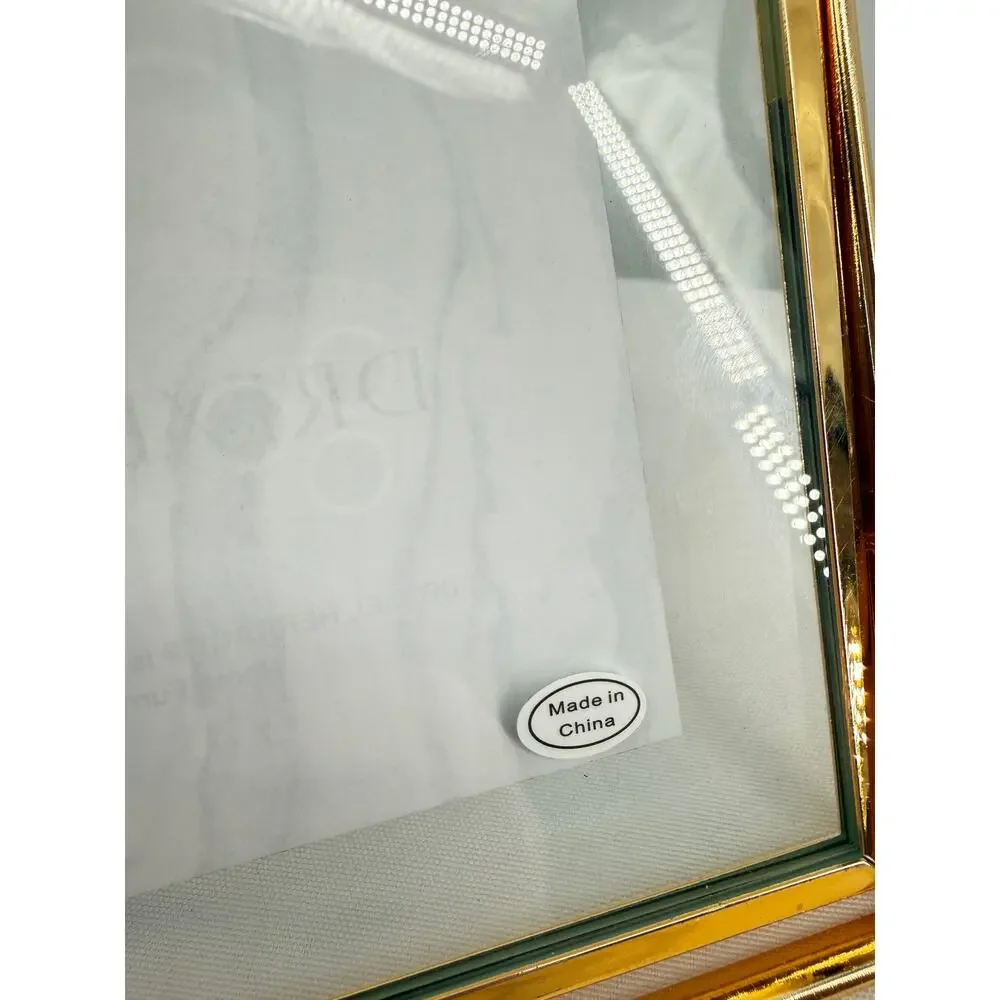 Gold Floating Glass Picture Frame Tabletop Easel Double Glass Metal Frame 5x7